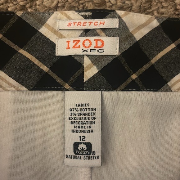 Izod Skort Black and Brown Plaid Front side Pockets One Rear Pocket Size 12 - Picture 2 of 3